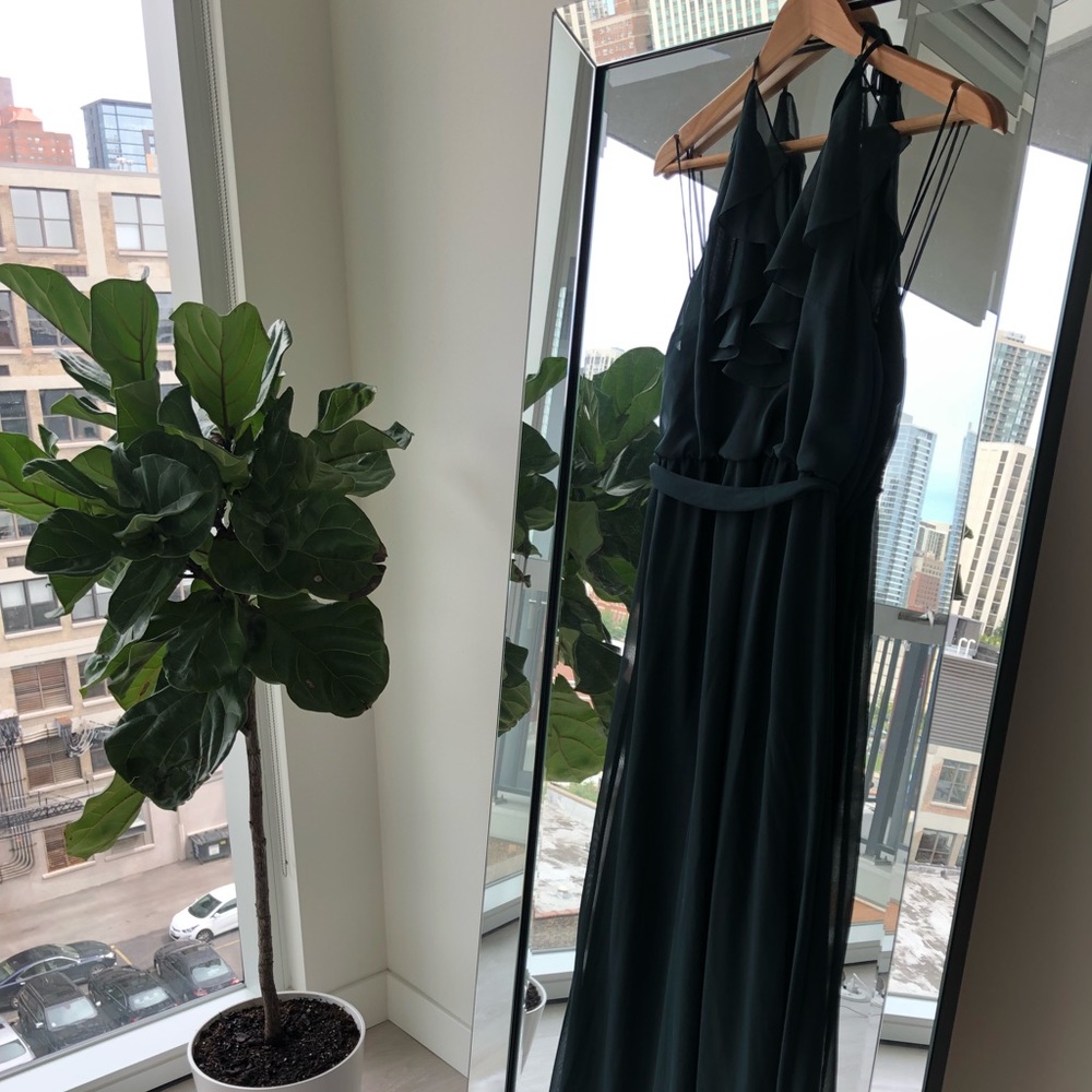 Olive flowy halter dress